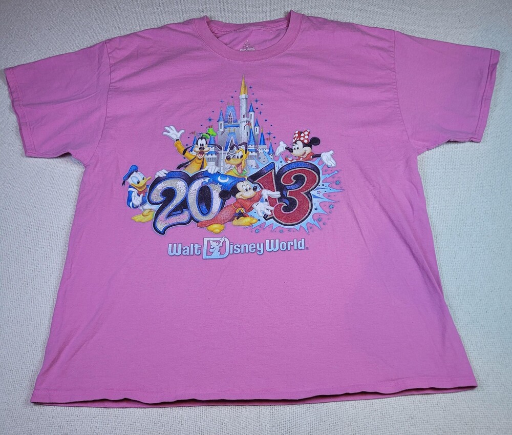 Disney Walt Disney World Shirt Unisex XL Pink 2013 Believe In Magic Graphic Tee